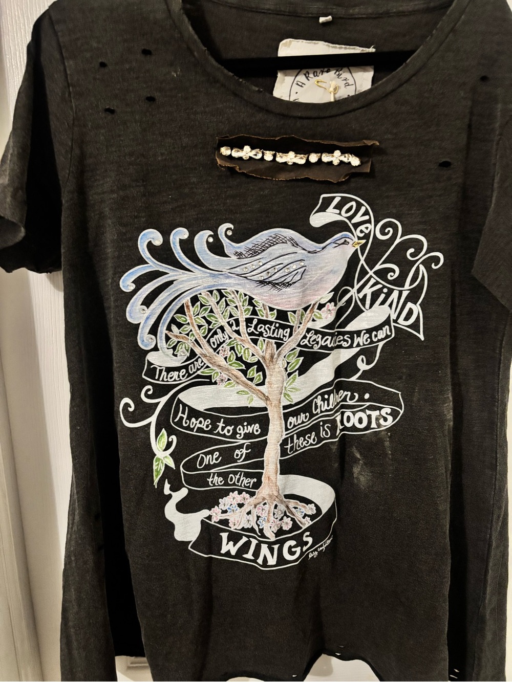A Rare Bird Black Graphic Tee (Handmade)